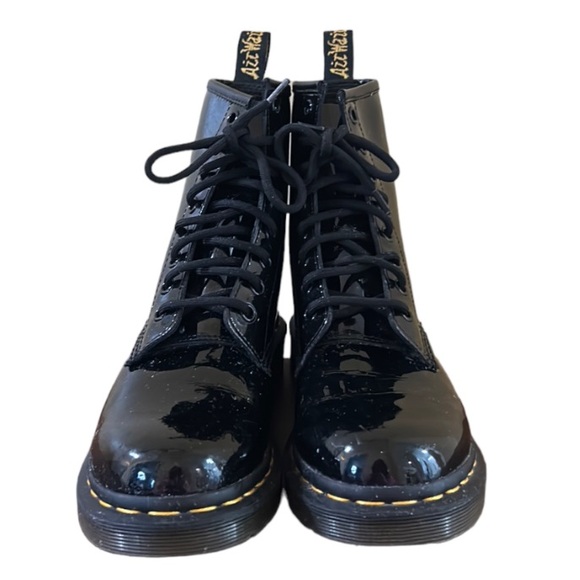 Dr. Martens Shiny Black Combat Boots - Picture 1 of 7